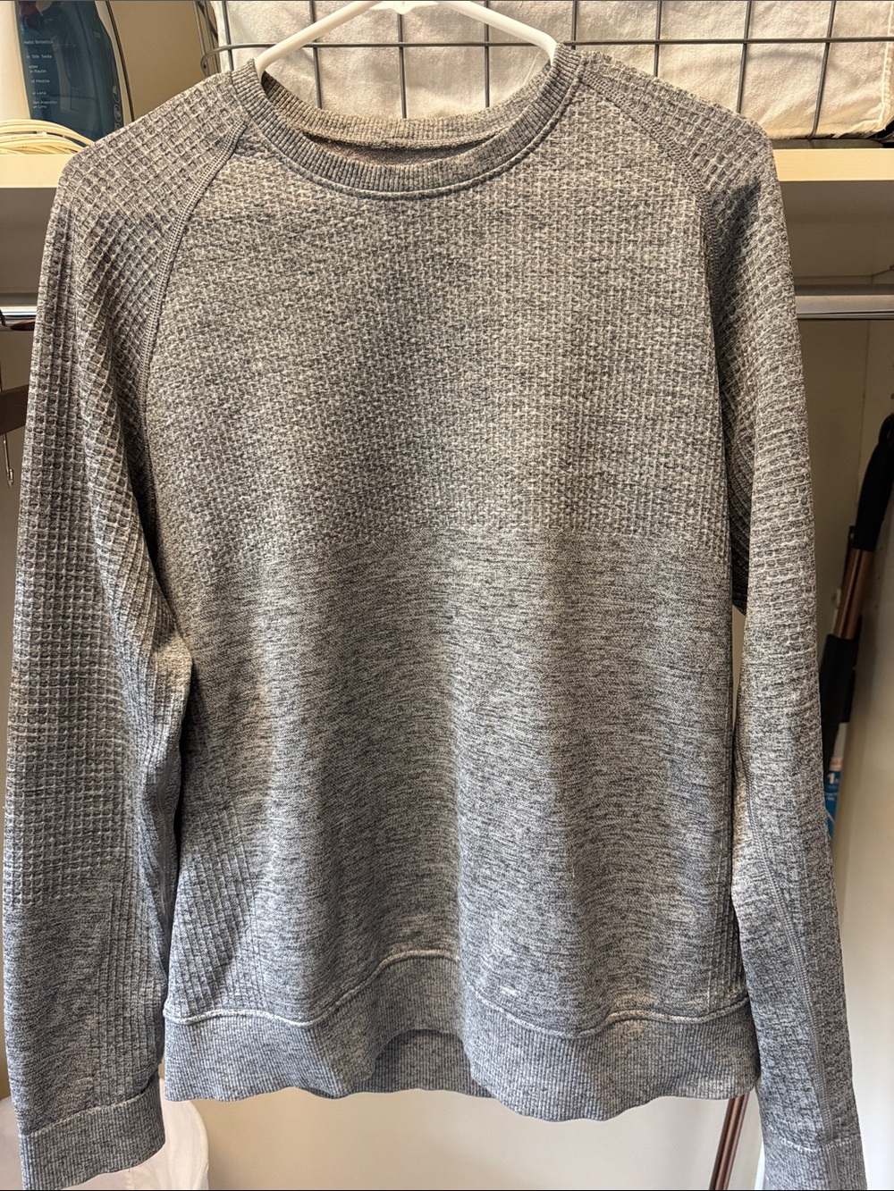lululemon athletica Heather Grey Waffle-Texture Crewneck Sweater
